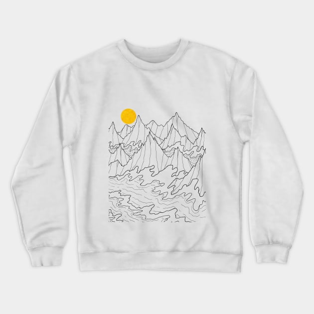 Ocean Sun cliff waves Crewneck Sweatshirt by Swadeillustrations